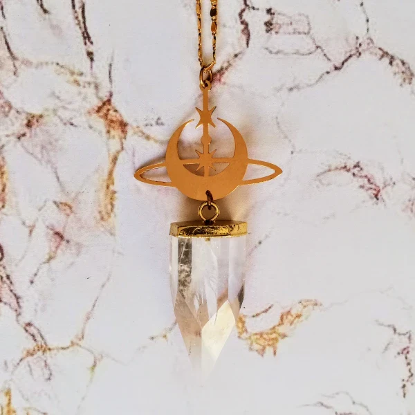 Collier dorée en cristal de roche - Confiance - Image 3